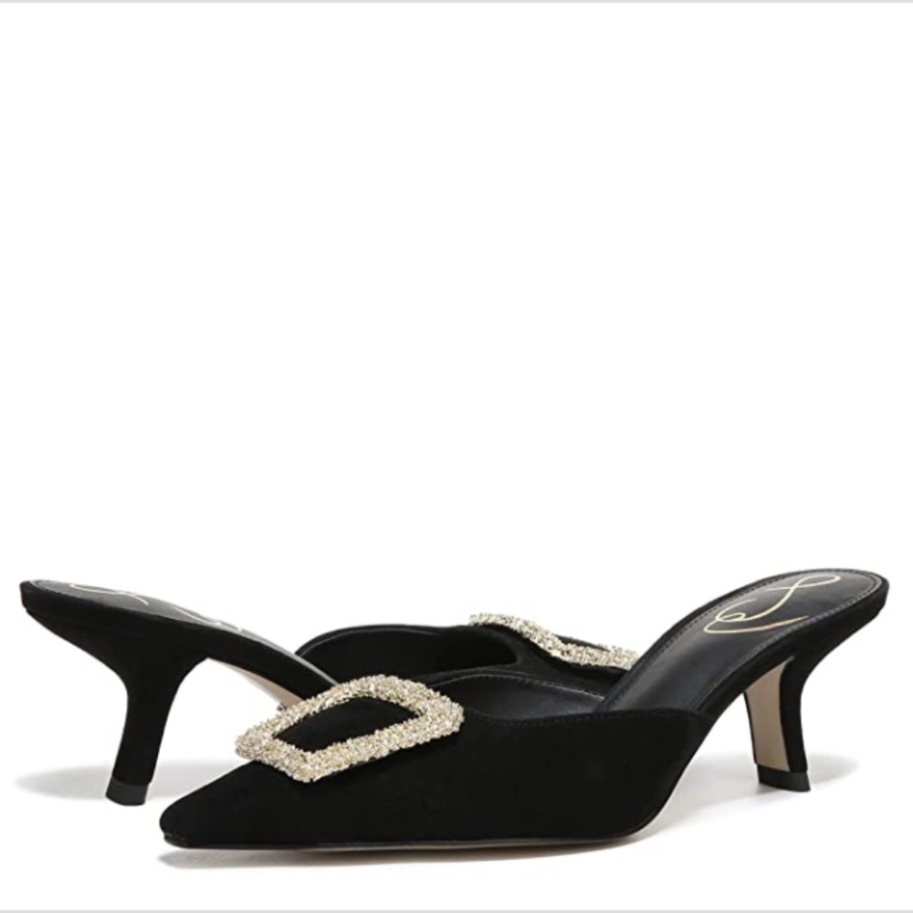 Sam Edelman Women's Brit Kitten Heeled Mules, Black, 7.5M NWT